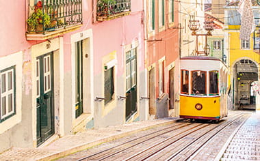 A tram in Bairro Alto, Lisbon A tram in Bairro Alto, Lisbon